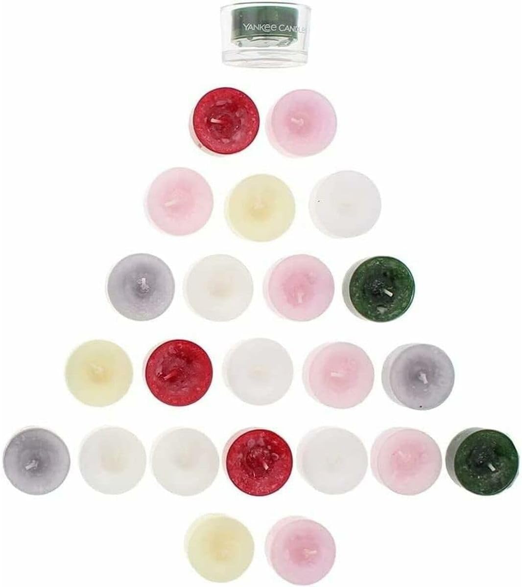 Yankee Candle Kranz-Adventskalender | Weihnachtsduftkerzen Geschenkset | 24 Teelichter & 1 Glas-Kerz