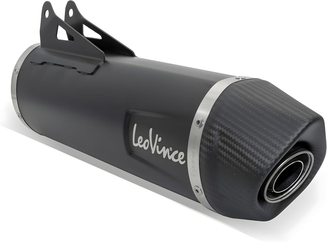 Endschalldämpfer/Auspuffanlage LeoVince SLIP-ON SBK EVO, Edelstahl schwarz, Carbon Kappe, mit Zulass