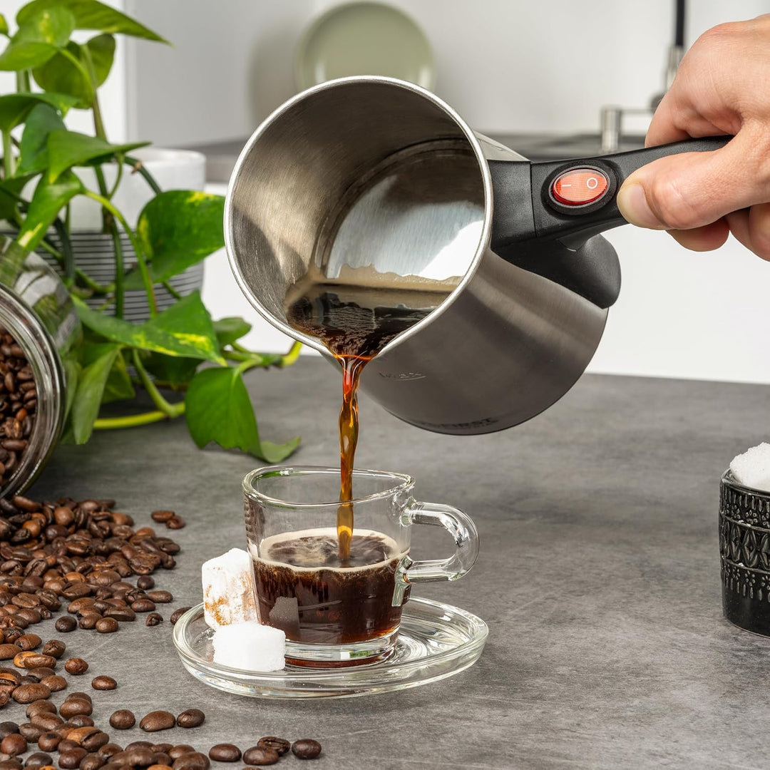TZS First Austria elektrischer Türkischer Kaffeekocher, 0,35 Liter, 800W Mokkakocher Espressokocher