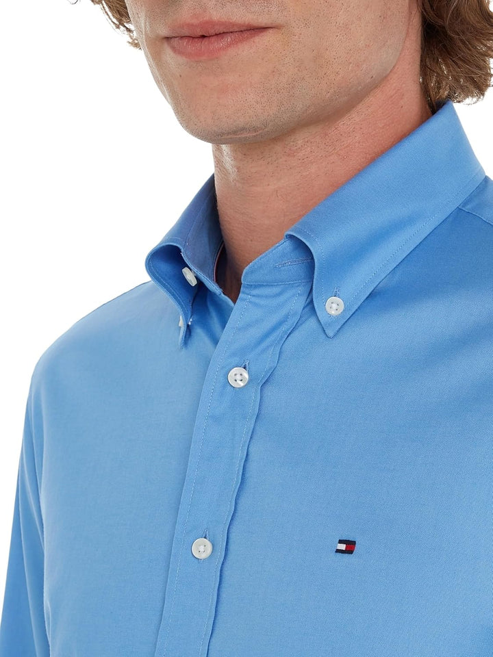 Tommy Hilfiger Herren Hemd Oxford Regular-Fit Langarm 39W Blau (New Shirt Blue), 39W Blau (New Shirt