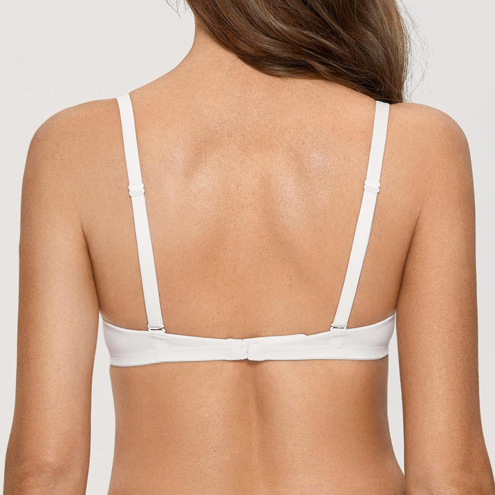 DOBREVA Damen mit Bügel Deep U Push Up Plunge BH Sexy Gepolstert Tshirt 70A Weiss, 70A Weiss