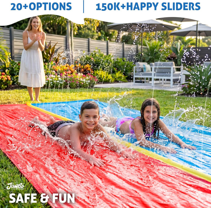 Jambo Rasen-Wasserrutsche mit Sprinkler 549 cm/ 18 ft, Wasserrutsche Garten für Kinder, Aufblasbare