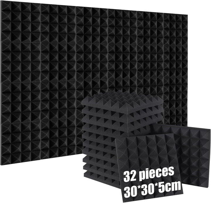 32 Stück Aukustikschaumstoff Schalldämmung Schaumstoff Acoustic Foam 30 * 30 * 5cm Hoher Dichte,Flam