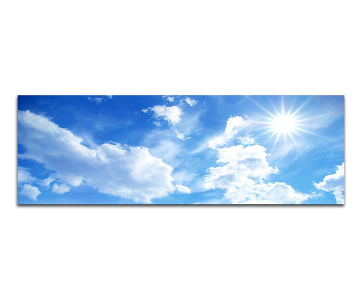Paul Sinus Art Panoramabild auf Leinwand und Keilrahmen 150x50cm Himmel Wolken Sonne Hintergrund