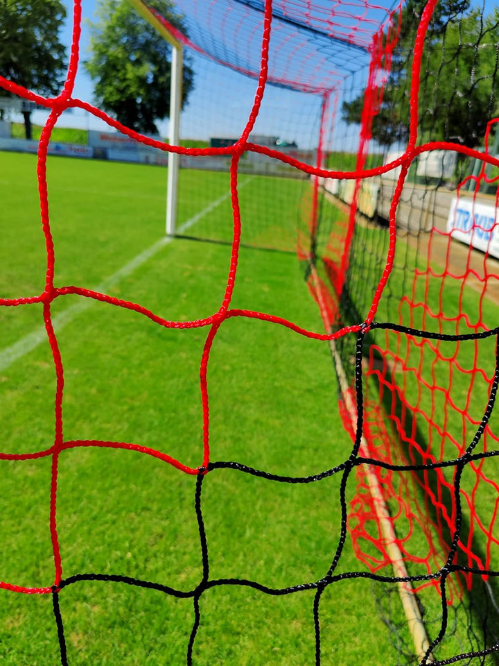 Fussball Tornetz - 7,32 x 2,44 x 2 x 2 m - 4mm - Extrem robust und langlebig - Schwarz und Rot