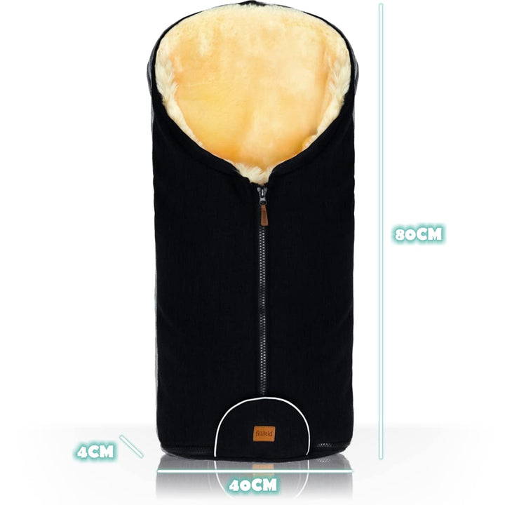 Merino Lammfell Fusssack Winterfusssack universal für Babyschale Autositz Gr. 0 Kinderwagen Baby (Sc