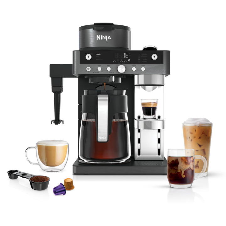 Ninja Prestige 2-in-1 Filterkaffee- und Kapselmaschine mit integriertem Milchaufschäumer, für Latte,