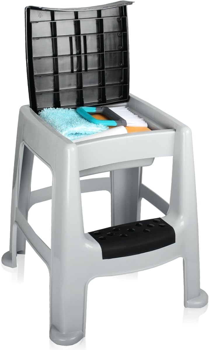 Tritthocker 2 Stufen Tritt bis 150 kg mit Staufach Trittstufe Haushalt