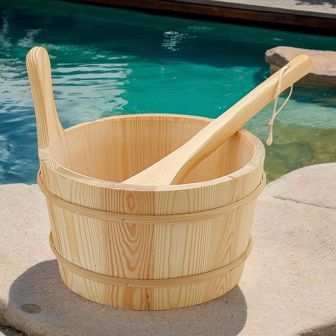 Sauna Eimer und Schöpfkelle | Holz Sauna Eimer Zubehör,Dichte Holz Dusche Zubehör 4L Fassungsvermöge