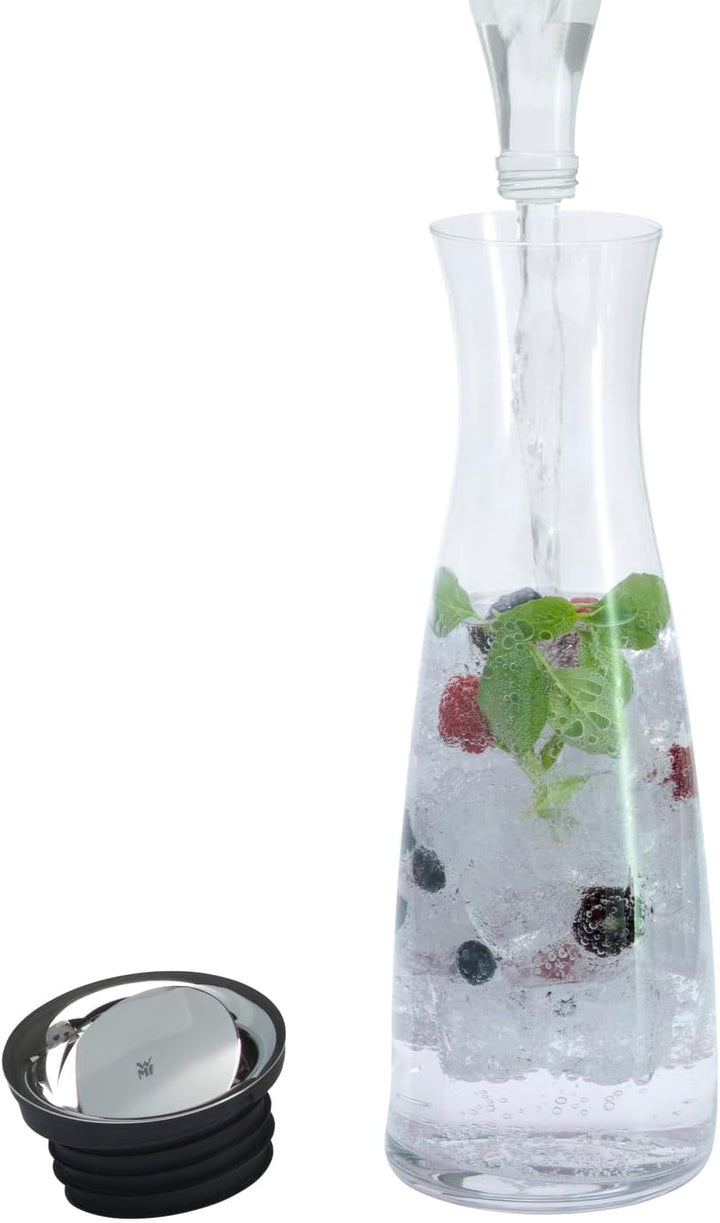 WMF Basic Wasserkaraffe 1,5 liter, Glaskaraffe mit Deckel, Silikondeckel, CloseUp-Verschluss 1,5 L S