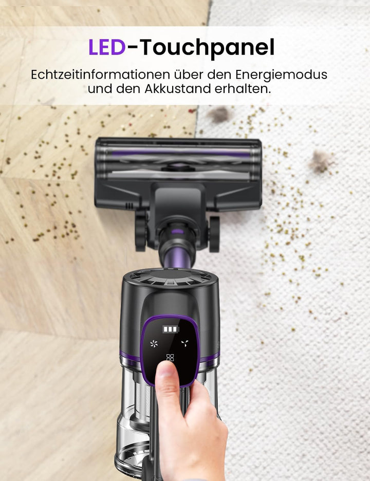 Vexilar V8PRO Akku Staubsauger mit Selbststehend, 6-in-1 Tragbarer Staubsauger kabellos, 45min Laufz