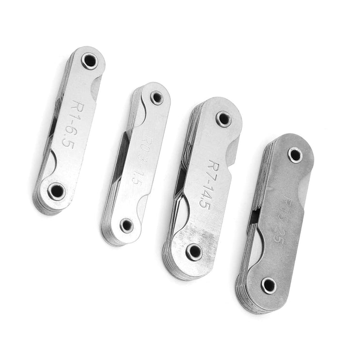 Radius-Messgeräte, 4Pcs Radius-Rundungsmesser Edelstahl-konkaves konvexes Messwerkzeug R0.3-1.5 / R1