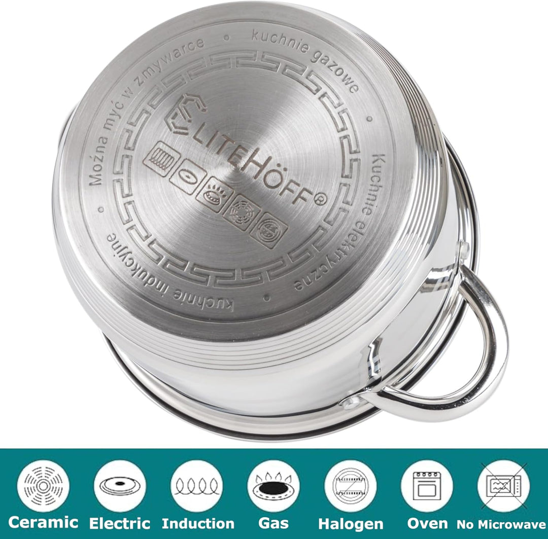 EliteHoff Topfset Induktion 6-teilig, Kochtopf Set mit Glasdeckel, 7-lagiger Edelstahl Topf Set Indu