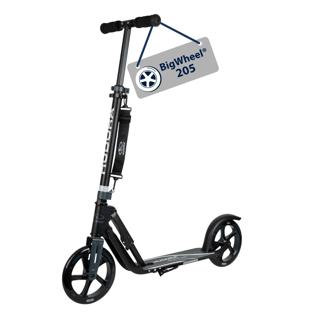 HUDORA BigWheel 205 Scooter - Stabiler Aluminium-Roller - Höhenjustierbarer & zusammenklappbarer Cit