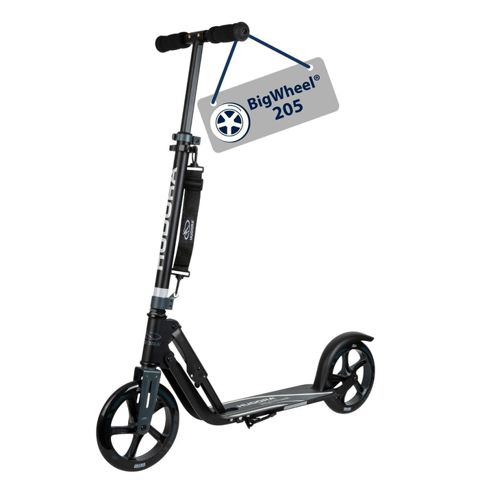 HUDORA BigWheel 205 Scooter - Stabiler Aluminium-Roller - Höhenjustierbarer & zusammenklappbarer Cit