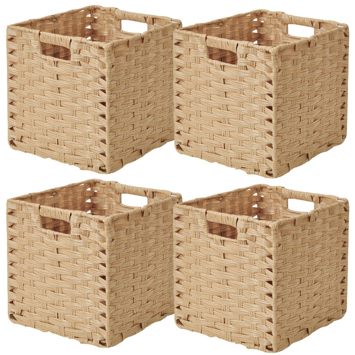 Sagittar Faltbarer Korb Geflochten aus Rattan-Imitat, 25x25x25cm Aufbewahrungskorb für Vorratskammer