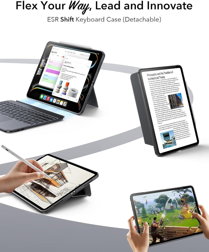 ESR Hülle mit Tastatur für iPad Pro 13" (M5/M4) 2025/2024 – Magnetisch abnehmbare Tastatur, Hoch- un