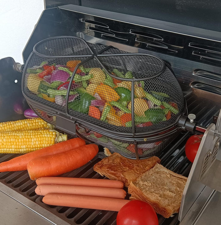 BBQNOVATION Grillkorb - Korb für Rotisserie - Drehspiess Korb - Universell bis einem Durchmesser von