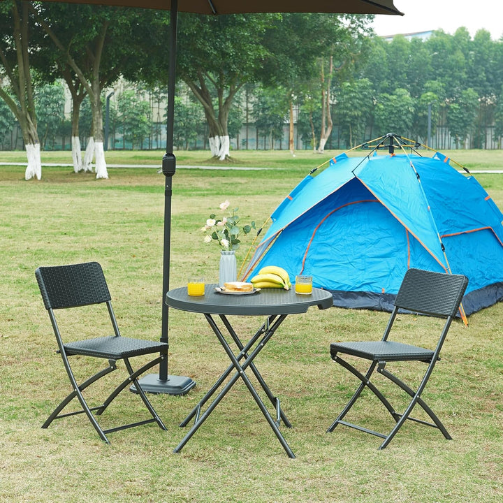 [en.casa] Klapptisch Mark Gartentisch Campingtisch klappbar 80 x 74 cm rund Picknicktisch Outdoor Ra