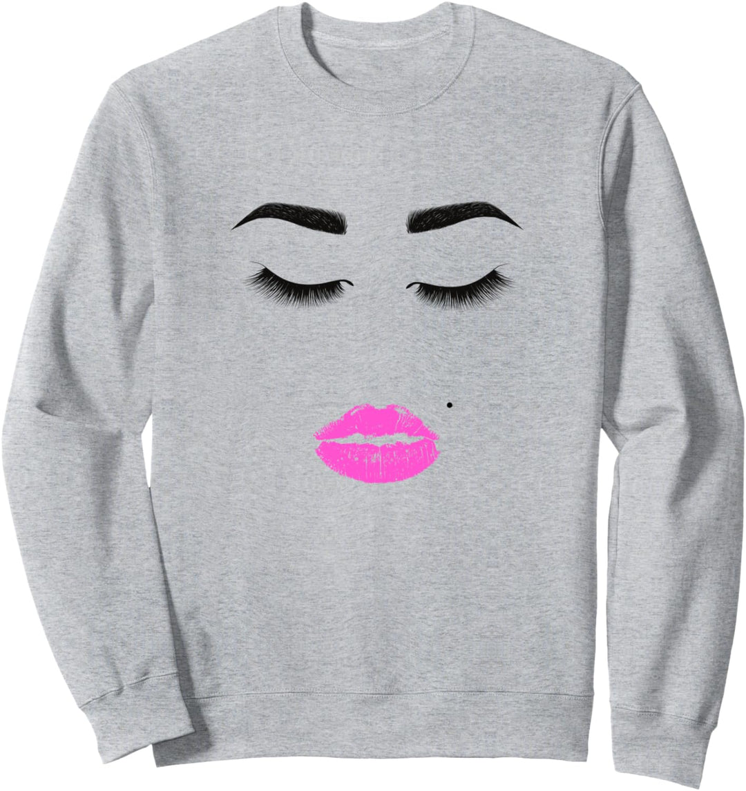 ROSA LIPPEN, MIT GEFORMTEN Brauen und Wimpern #5 Sweatshirt