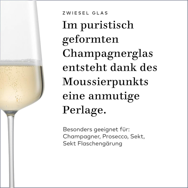 Zwiesel Glas Champagnerglas Vervino (2-er Set), edle Sektgläser mit Moussierpunkt, spülmaschinenfest