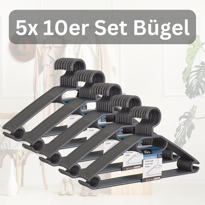 50 Kleiderbügel mit 360 Grad drehbaren Haken recycelter Kunststoff Bügel rutschfest, platzsparend, M