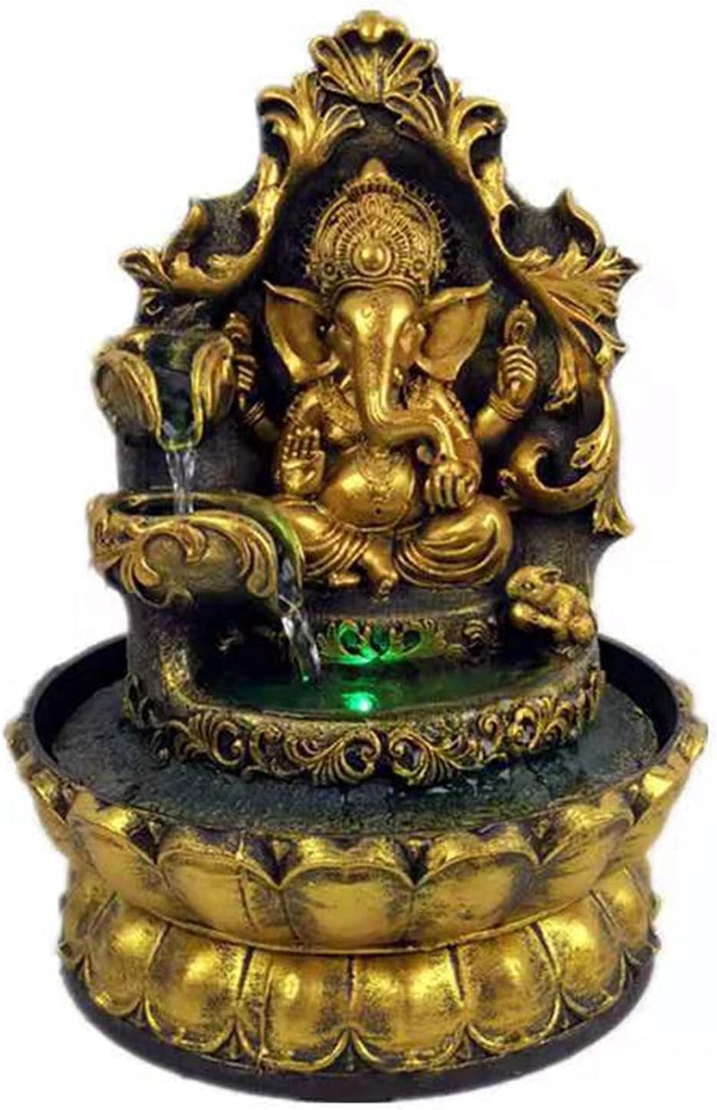 Ganesha Statuen Zimmerbrunnen, Elefanten-Buddah Statut Tischbrunnen mit rollender Kugel, Zen-Brunnen