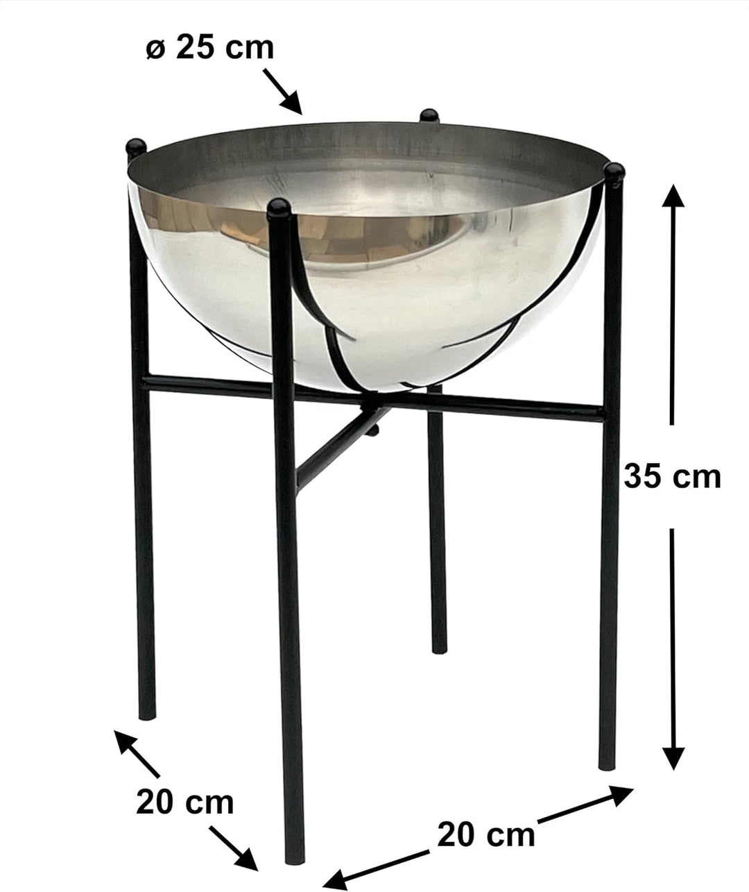 DanDiBo Blumenhocker Metall mit Topf Schwarz Silber 25-45 cm Blumenständer 96257 Blumensäule Modern