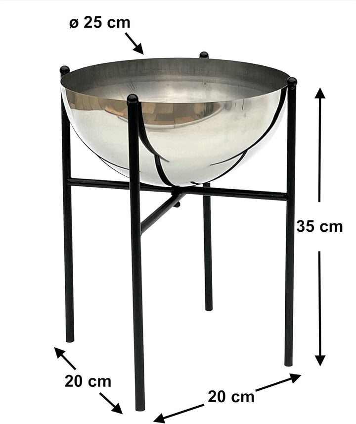 DanDiBo Blumenhocker Metall mit Topf Schwarz Silber 25-45 cm Blumenständer 96257 Blumensäule Modern