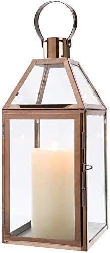 JHY DESIGN 34cm Hohe Kerzen Laternen, Glas Laternen Edelstahl Windlicht Hängender Kerzenständerr mit