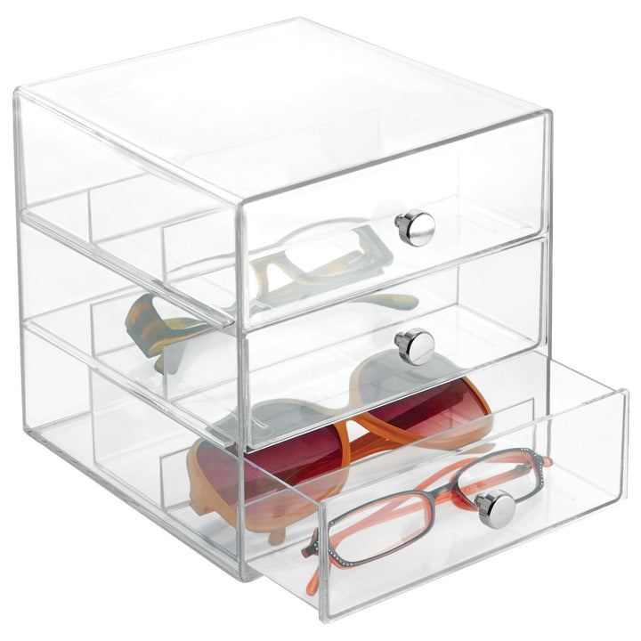 iDesign 35330EU Clarity 3-Schubladenturm für Brillen, durchsichtig 3 Schubladen, 3 Schubladen