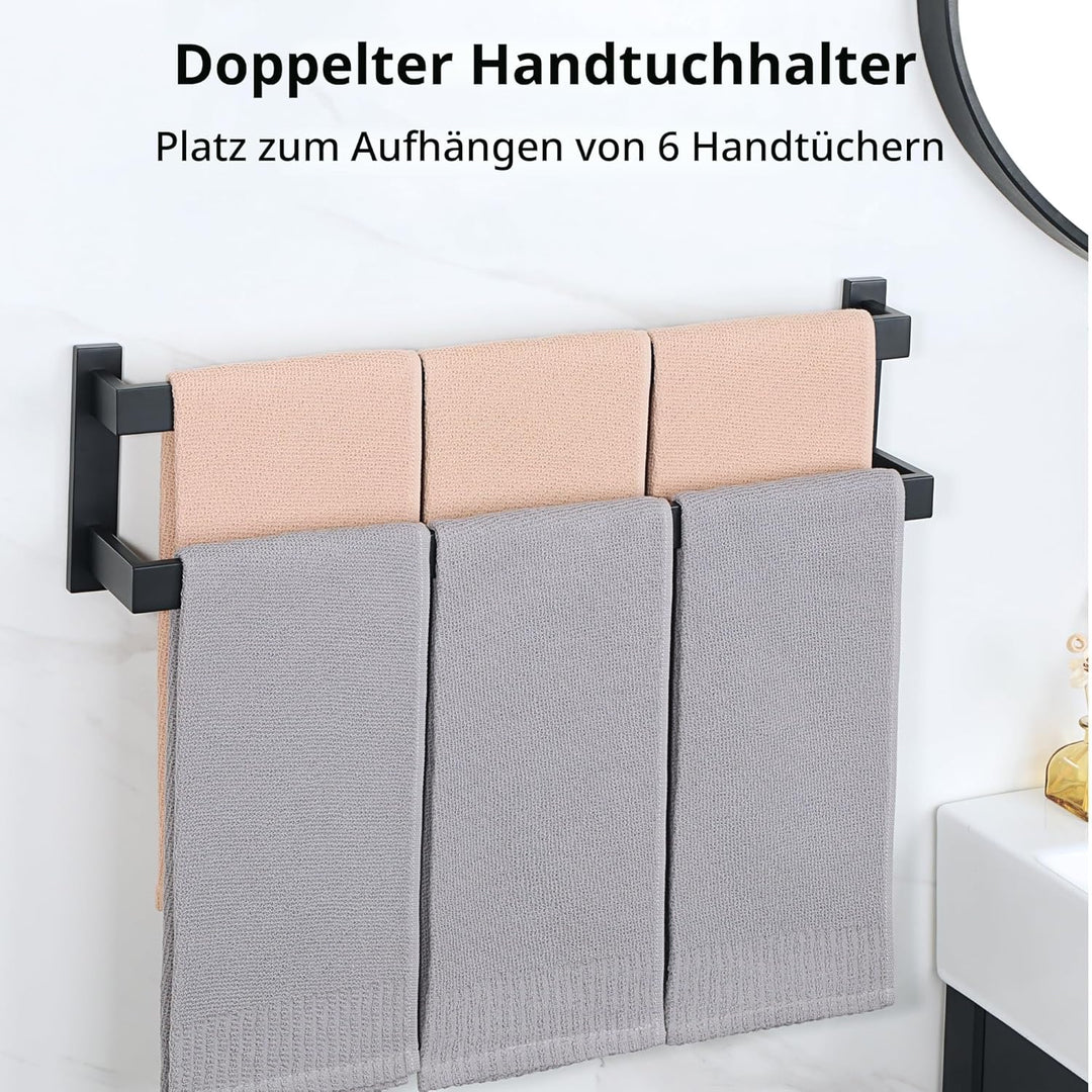 Handtuchhalter Schwarz, SAYAYO Handtuchstange Multilayer Gästehandtuchhalter Wandmontage Edelstahl D
