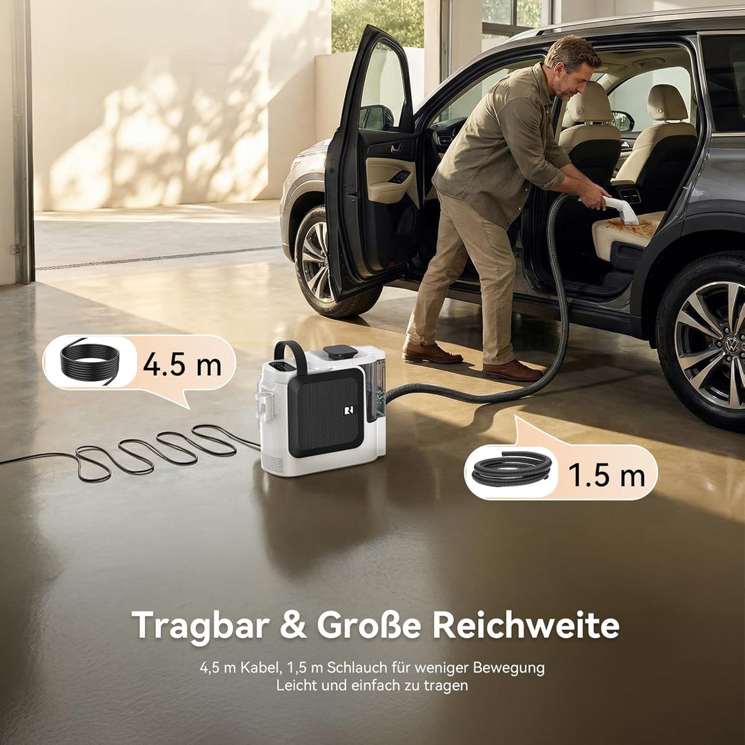 Redkey C2 Polsterreiniger Gerät, 26KPA 1800W Heissdampf Waschsauger Teppichreiniger, 4-in-1 Dampfrei
