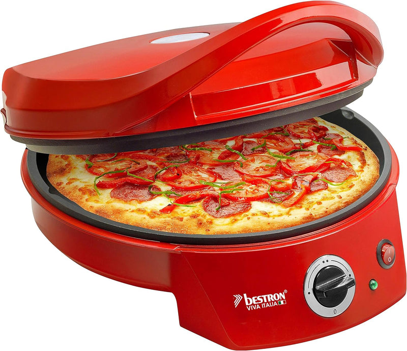 Bestron APZ400 elektrischer Pizzaofen, Pizza Maker bis 230°C, mit Ober-/Unterhitze, für selbstgemach