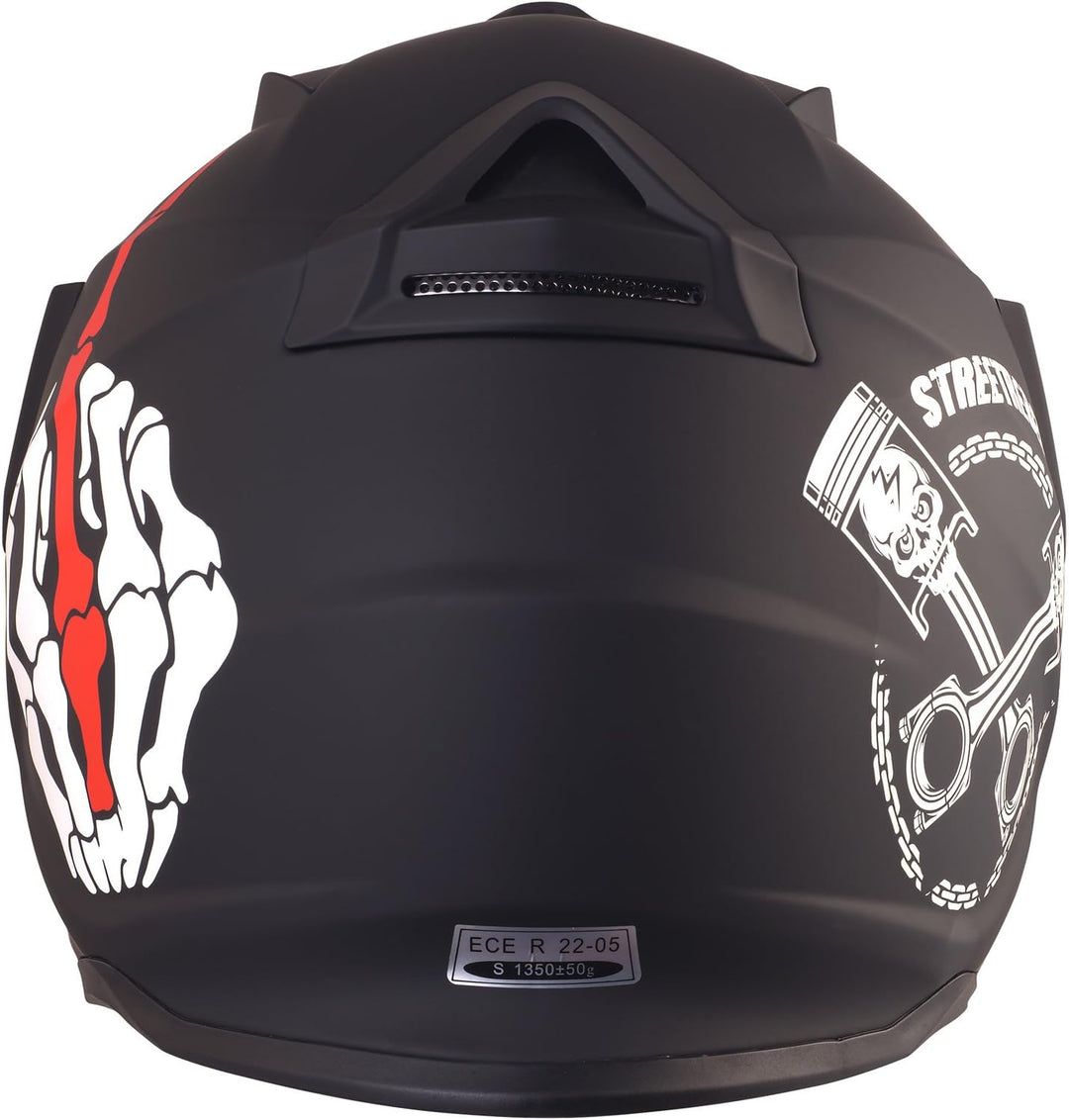 Broken Head Street Rebel rot Motocross-Helm Set mit Gold verspiegeltem Visier | Enduro-Helm - MX Cro