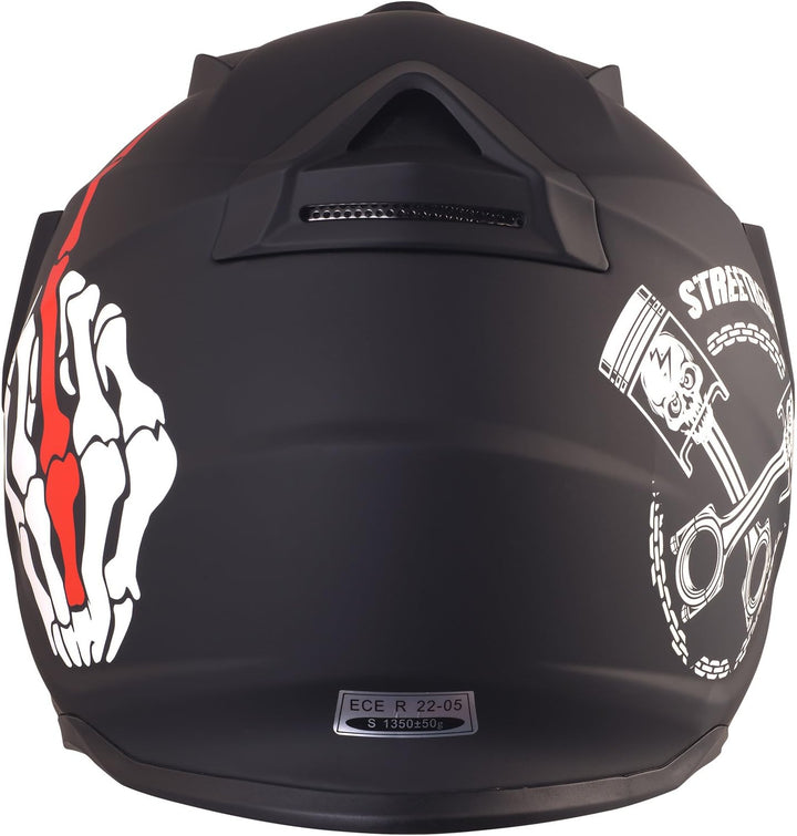 Broken Head Street Rebel rot Motocross-Helm Set mit Gold verspiegeltem Visier | Enduro-Helm - MX Cro