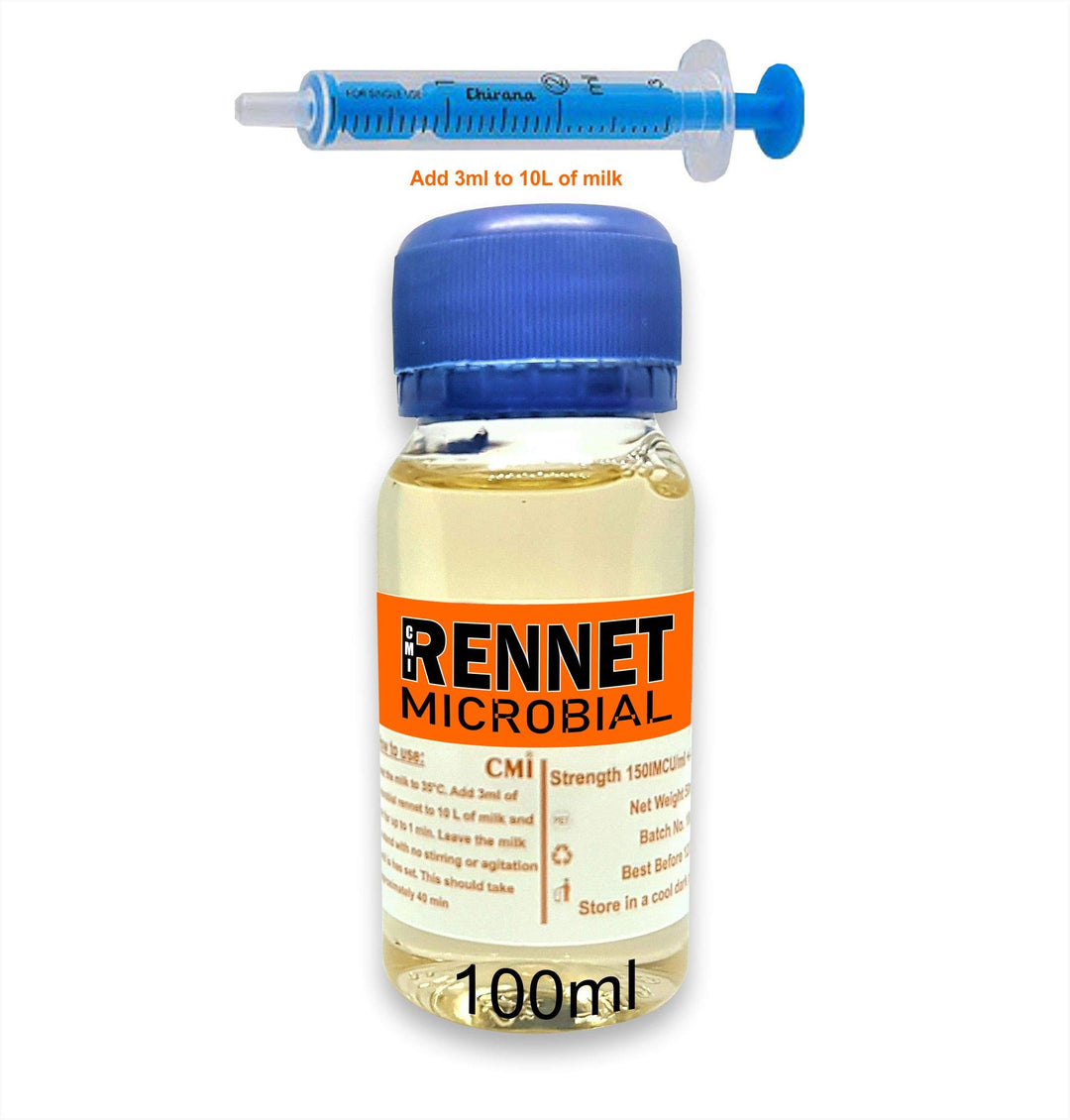 rennet Mikrobielles flüssiges Gerinnungsmittel 100 ml | 3 ml pro 10 l Milch hinzufügen | Cuajo, Cagl