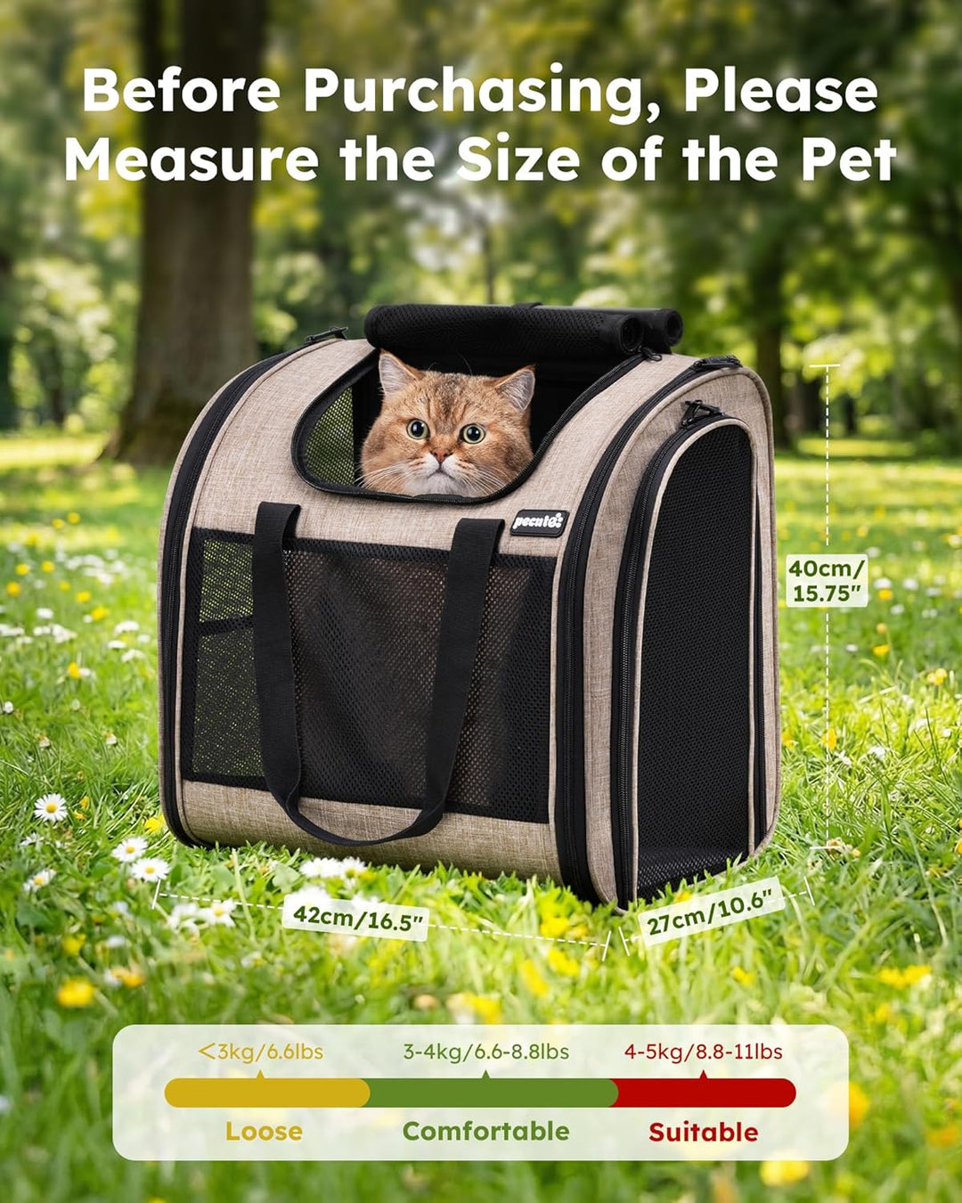 pecute Rucksack Hunde & Kleine Katzen 5kg, Katzentrage, Haustier Handtasche und Rucksack, Haustiertr