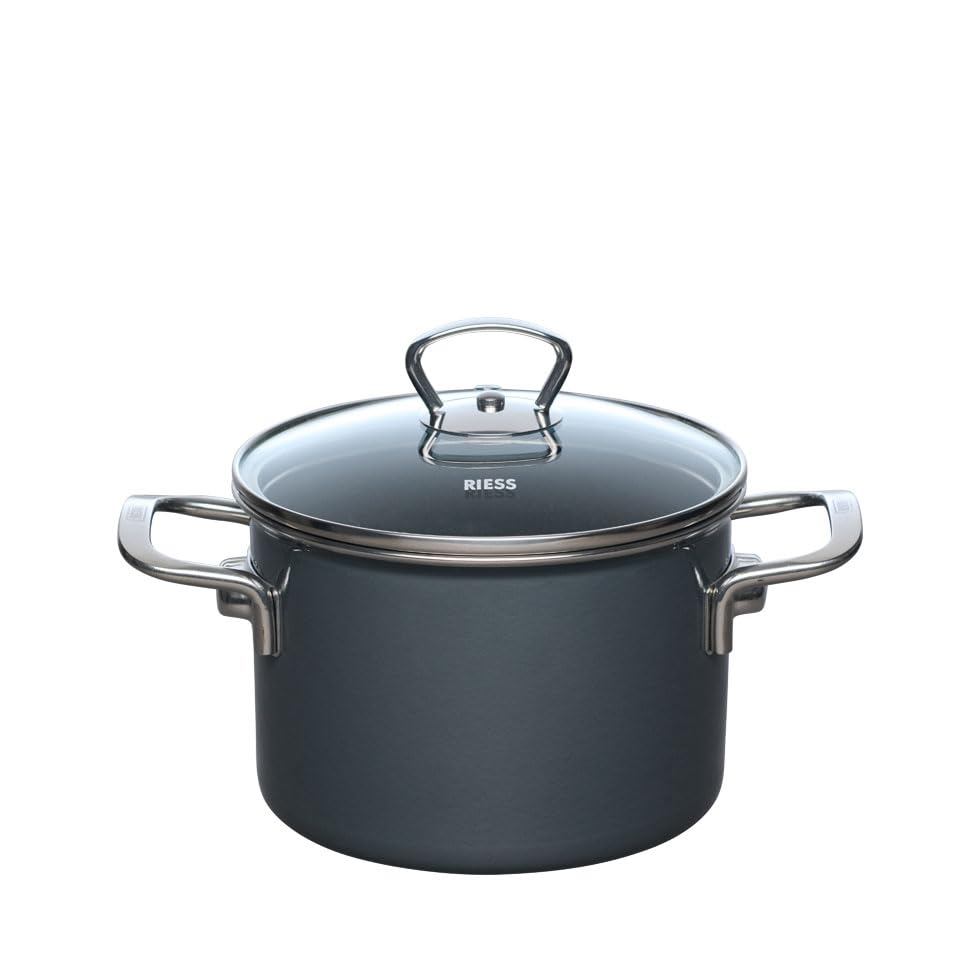 Riess, 0702-003, Fleischtopf mit Glasdeckel, 16cm, 2L, NOUVELLE PUR, DARK GREY LBH 25,3x17,5x11,5 Ge