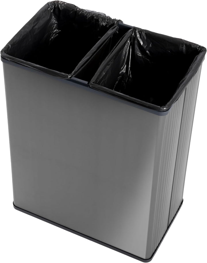 Curver Verto Recycle 54L Mülleimer für Küche, zwei Fächer, einfache Sortierung, offen, schlankes Des