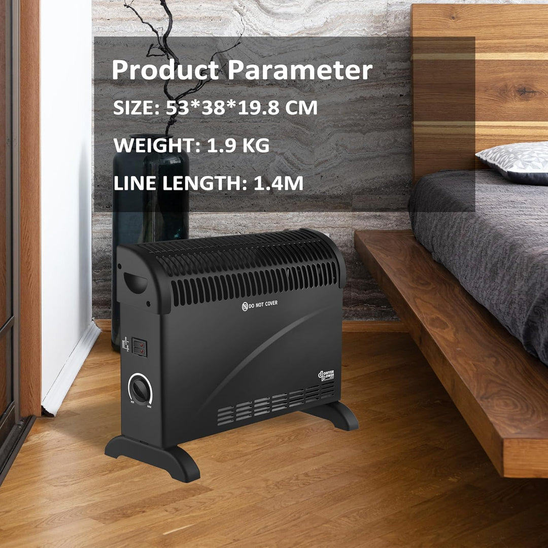 DONYER POWER Konvektor-Heizkörper 2000W Raumheizung mit einstellbarem Thermostat Schwarz Weiss, Weis