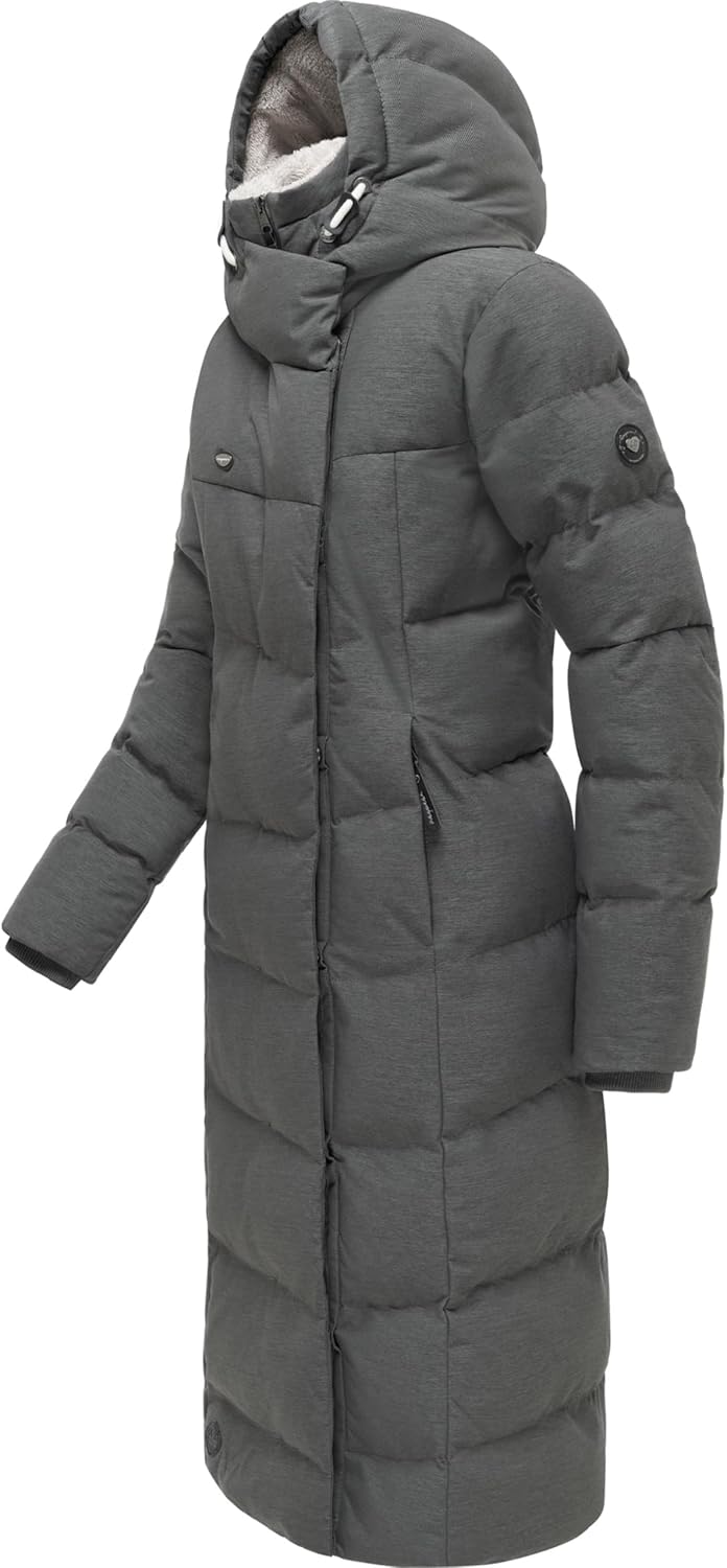 Ragwear Damen atmungsaktiver Wintermantel Warmer wasserdichter Steppmantel lang mit Kapuze Pavla Lon