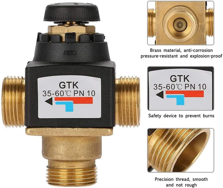 Thermostatisches Mischventil, Solar-Wassererhitzer 3-Wege DN20(G3/4) Aussengewinde Messing Kalt-/War