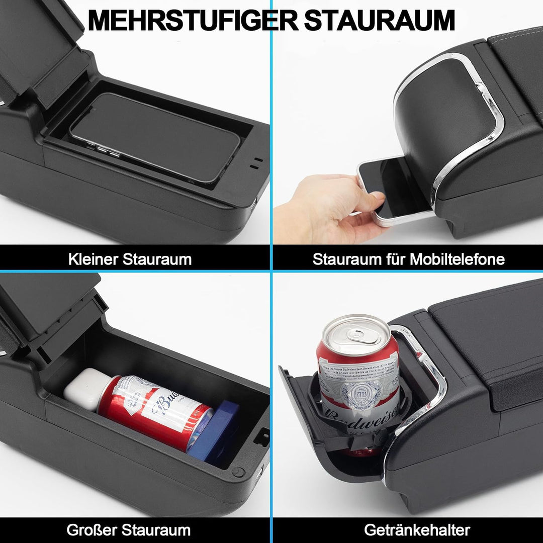 KAERGK Auto Armlehne für Kia Picanto 2006-2019 Doppelschicht Mittelkonsole Grosse Aufbewahrungsbox m