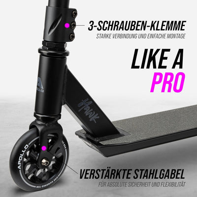 Apollo Stuntscooter Hawk - Freestyle Kickscooter für Kinder und Erwachsene, Kinderroller, Trick Roll