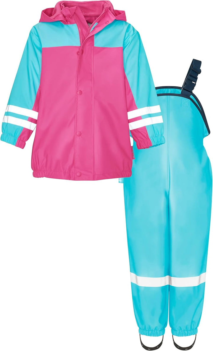 Playshoes Unisex Kinder Regen-Anzug mit Fleece-Futter Warmer Wasserdichter Matschanzug Regenbekleidu