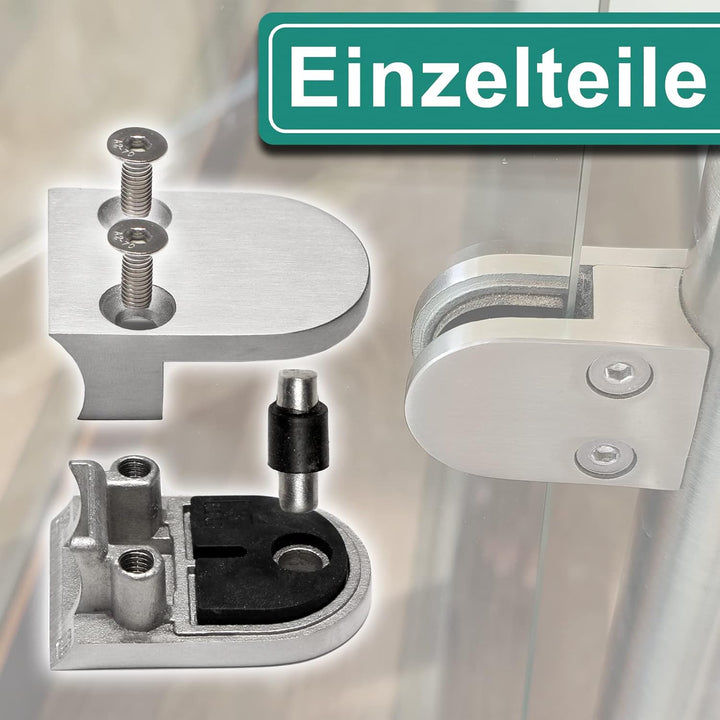 PRIOstahl Glashalter 4 Stück Glasklemmen Klemmhalter Glasplattenhalter 63 x 45 x 30 mm mit Sicherung