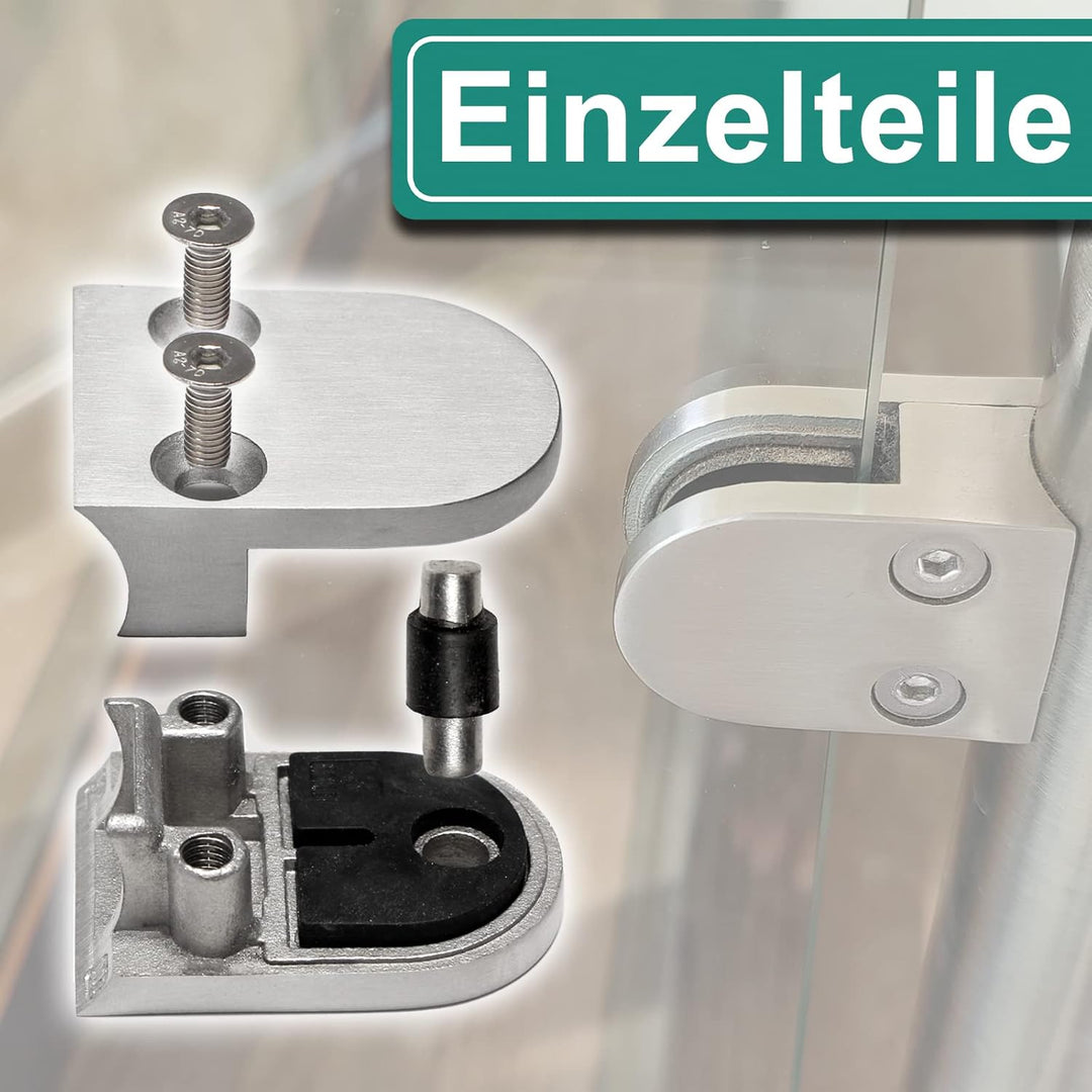 PRIOstahl Glashalter 4 Stück Glasklemmen Klemmhalter Glasplattenhalter 63 x 45 x 30 mm mit Sicherung