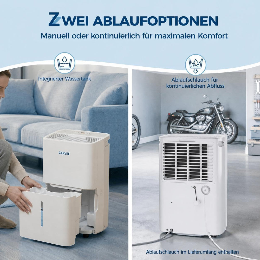 Leiser 20L/Tag Luftentfeuchter für bis zu 280m², Digitalanzeige, Dauerentwässerung, Schimmelschutz,