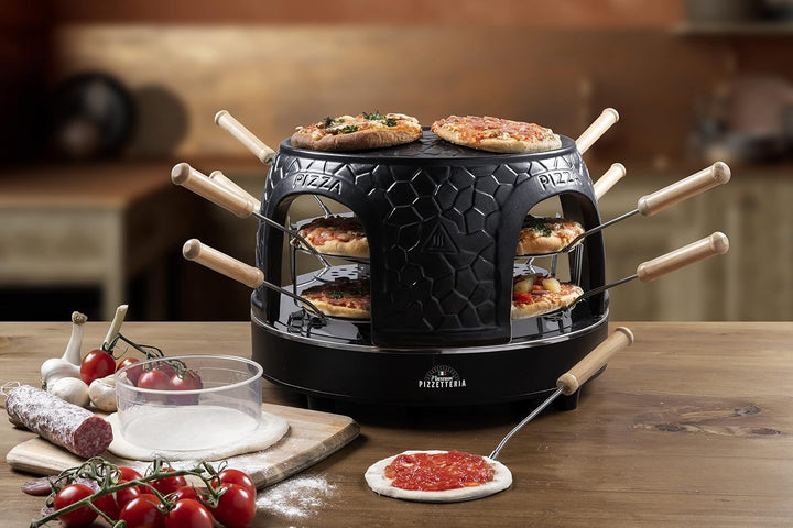 Bestron Pizzaofen für bis zu 8 Personen, Pizza dome für kleine Pizzen (Ø 10 cm), mit Keramik-Kuppel,